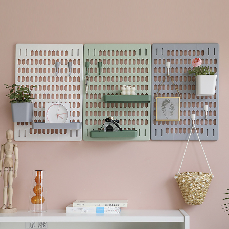 1PC Kitchen Storage Rack Floor Multi-layer Wall Hanging Storage Rack Free Perforation Kitchen Rack Hole Plate Storage Box Hook-image-694046637