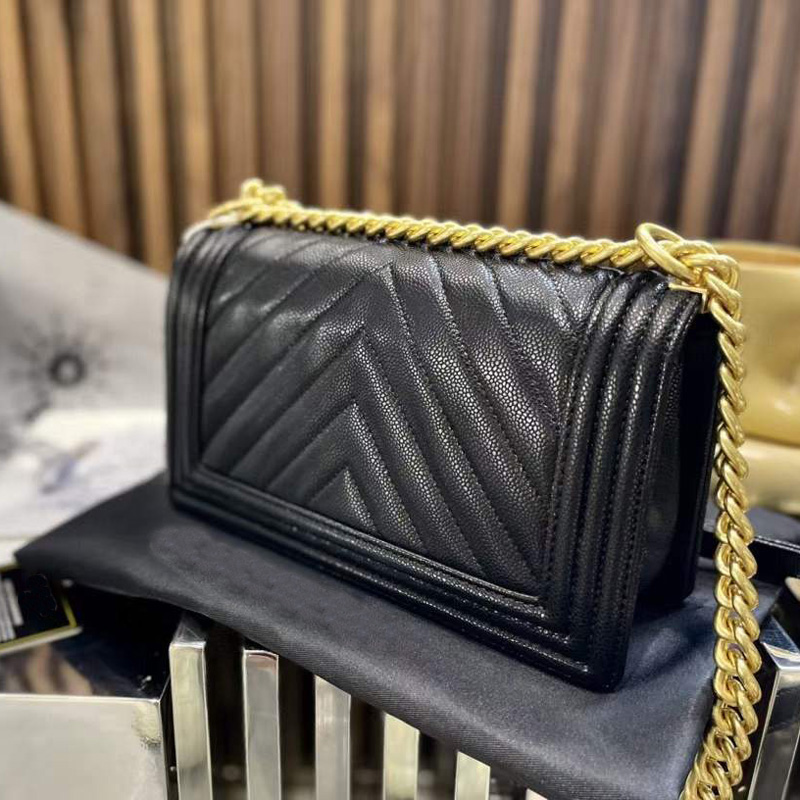 7A Top Luxury Designer Female Bag 2021 Caviar Leather One-shoulder Wallet Black Gold Silver Chain Crossbody Clutch