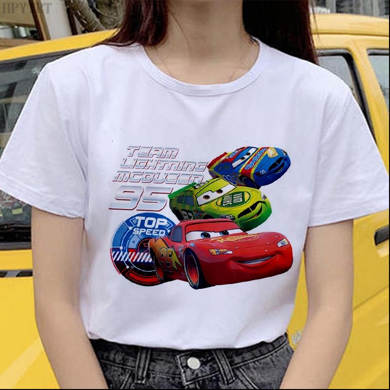 

cute cartoon womens t shirt car funny printed summer harajuku short sleeved fashion o neck casual female, White