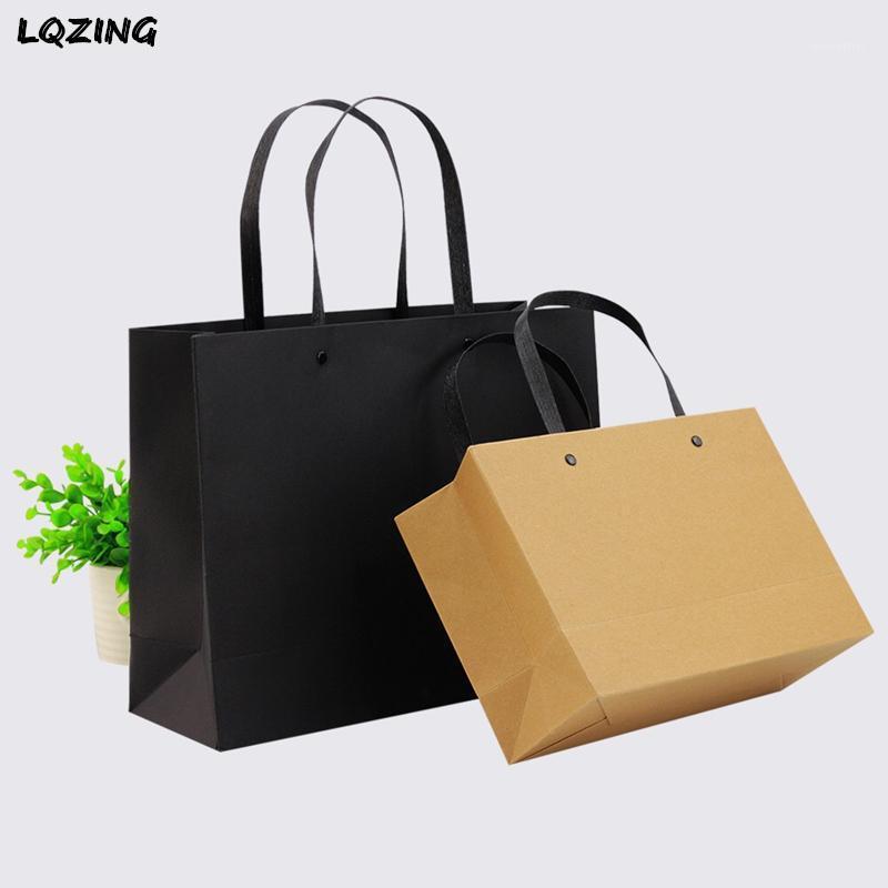 

Gift Wrap Thick Kraft Paper Bags With Handle Multifunction Black Shopping Makeup Present Packing Bag Festival Christmas Party