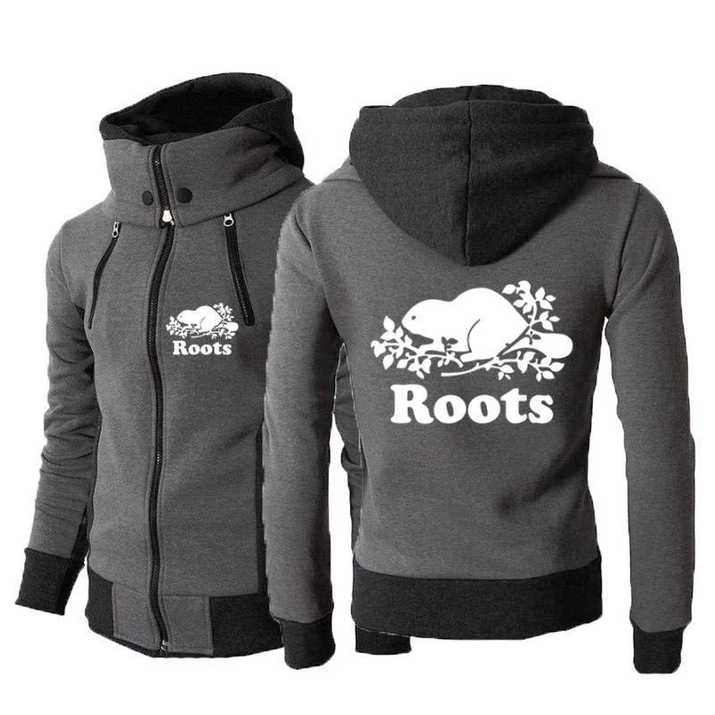 

Men's Hoodies & Sweatshirts Est Fashion Winter Clothing Roots High Neck Zipper Long Sleeve Cold Proof Believe Printing Warm H290S, Dark grey