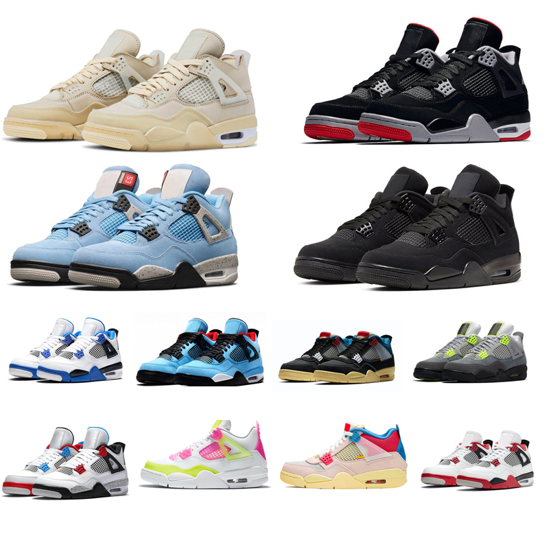 

4 University Blue Sneakers Basketball Shoes 4s jumpmen Mens Customize Black Cat White Cement What The Splatter Cactus Jack gray Men Women Sports, #9 neon 36-45