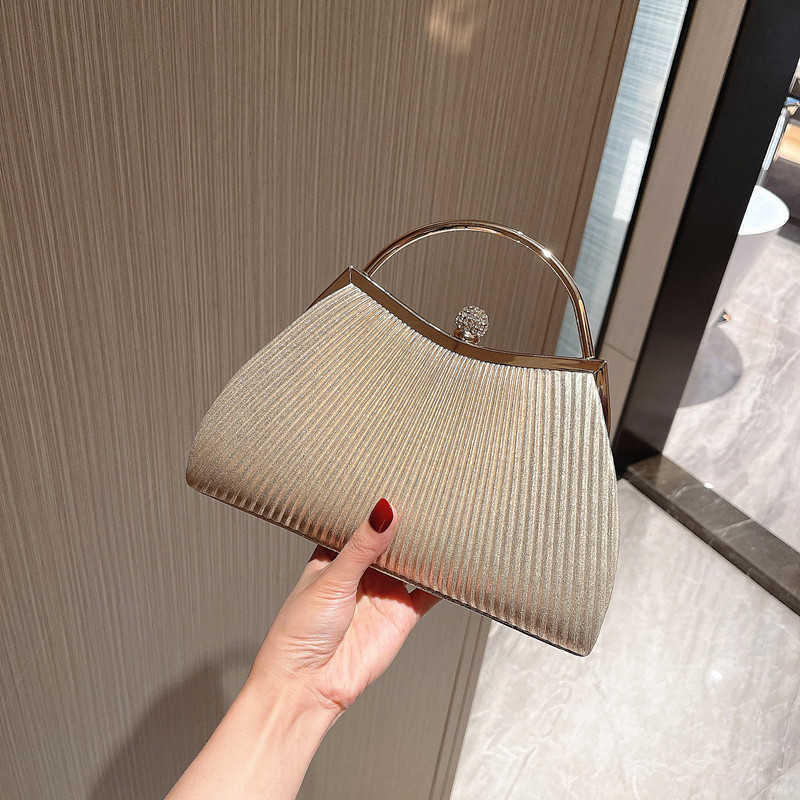 

2021 new wrinkled hand women's Dinner Bag DIAMOND DRESS BAG celebrity cheongsam banquet KTV Princess bag, Round head pleats