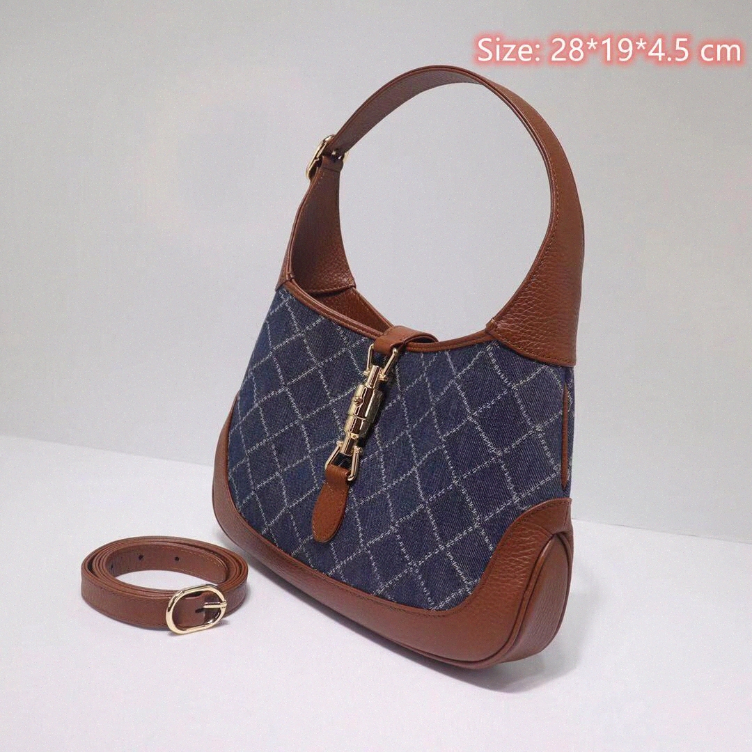 

[WITH BOX] Classic Jackie hobo Underarm bag beige Women Luxurys Designers Shoulder Bags Tote Purses Crossbody womens handbag 1961 Double G M8Un#
