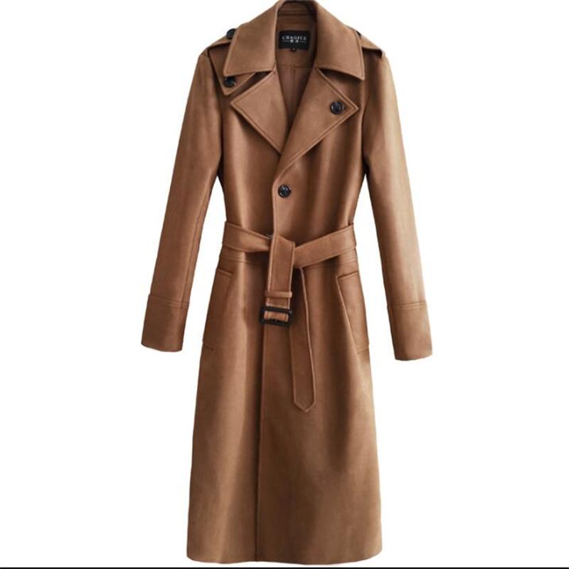 

Men' Trench Coats Suede Mens Man Extra Long Coat Men Army Green Clothes Autumn Winter Loose Overcoat Sleeve 2021 Designer, Black