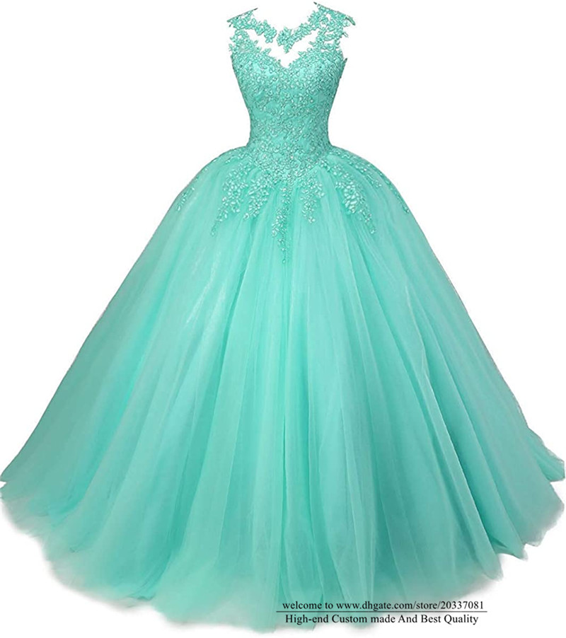 

Quinceanera Dresses 2021 Sexy Backless Princess Party Prom Formal Crystal Appliques Tulle Ball Gown Lace Up Vestidos De 15 Anos Q10, Same as picture