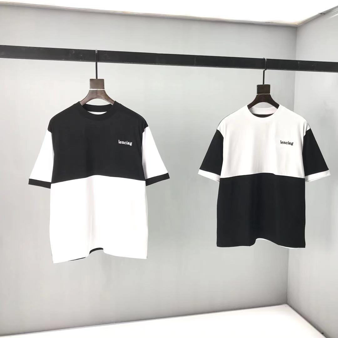 

2021ss spring and summer new high grade cotton printing short sleeve round neck panel T-Shirt Size: m-l-xl-xxl-xxxl Color: black white cv32