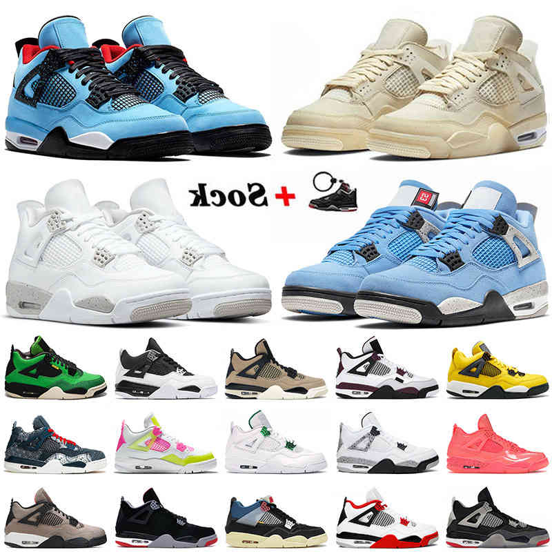 

4 4s IV Shoes Sail Travis Scotts University Blue Top Quality Off Mens Women Jumpman White Oreo Black Cat Outdoor Trainers