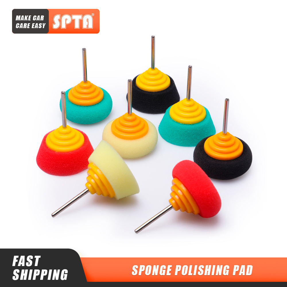 

SPTA Mini Polisher Sponge 2 Inch Buffing Wheel for Car Hub Steel Rim Burnishing Pack Automobile Foam