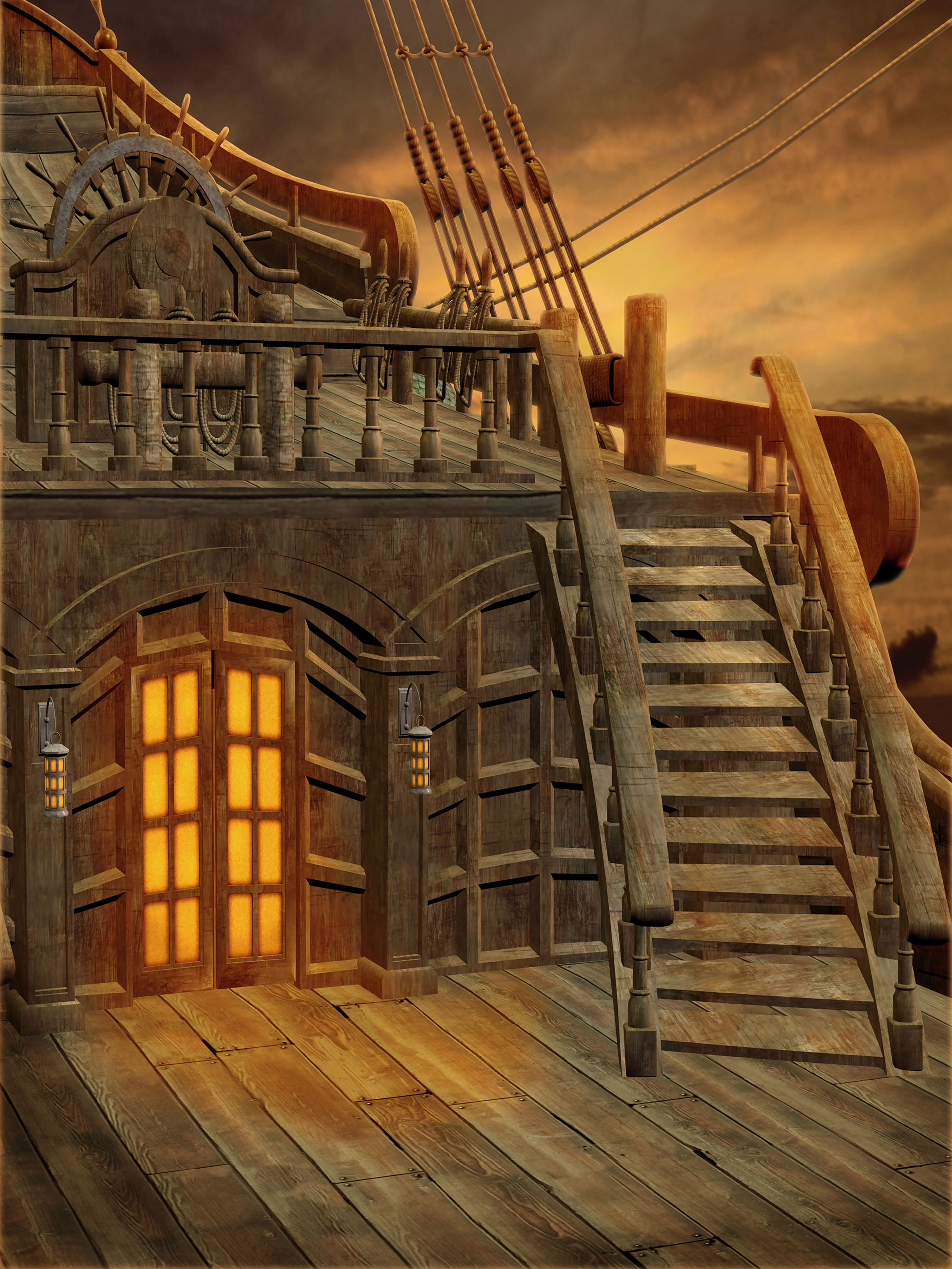 

Pirate Ship Landscape Stairs Vinyl Photography Backdrops Newborn Baby Photo Booth Kids Backgrounds for Children Party Studio Props