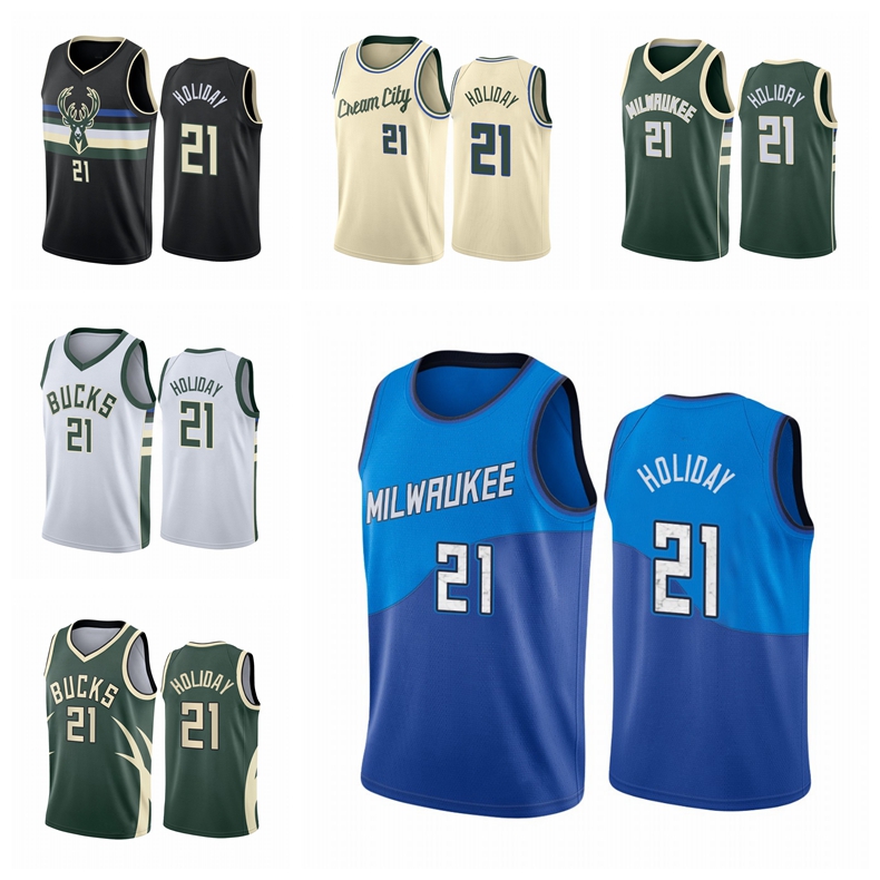 

Jrue Holiday MilwaukeeBucksMEN 2020-21 Cream Basketball Jersey, Black