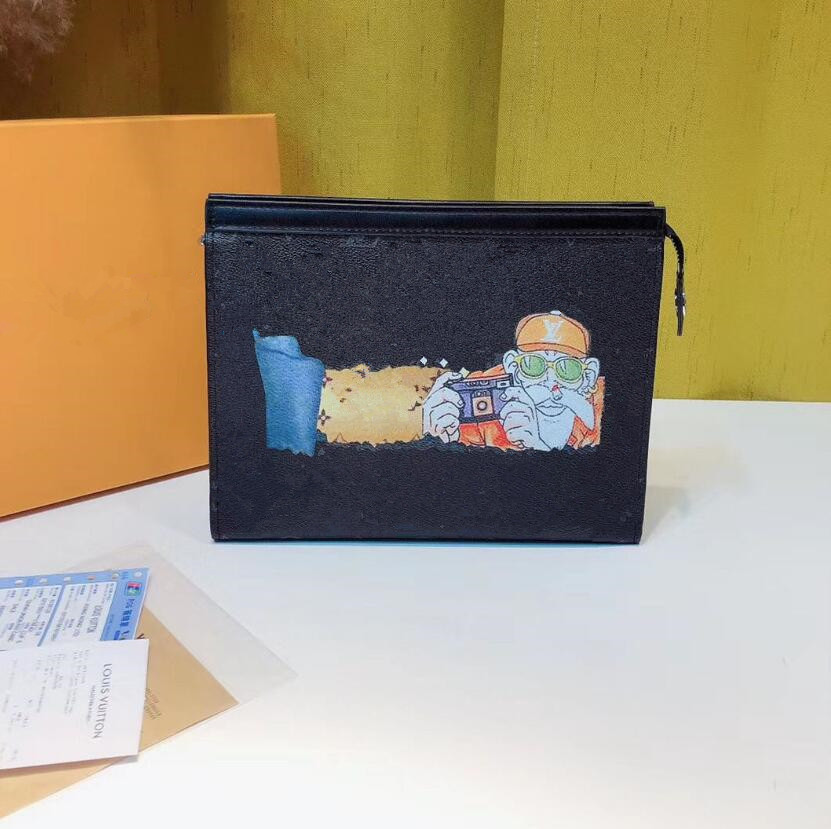 

Classic Leather Letter Storage Wallets Fashion Graffiti Doll Multi-card Female Coin Purses Luxury Designer Large Capacity Men's Clutch Brand Women Zipper Wallet, Black