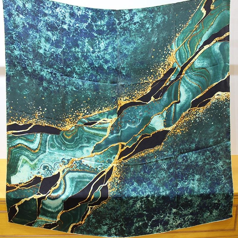 

Scarves Aurora Green 100% Natural Silk Scarf Shawl Soft Smooth Women Fashion Head Neck Foulard 106*106cm