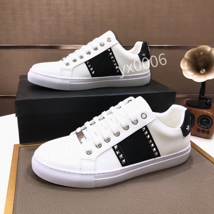 

2021 womens Casual Sports shoes fashion 35-41 white black women lace-up sneaker 100% leather Velcro Trainers gym Flat men shoe letter designer lady sneakers od201007, Choose the color