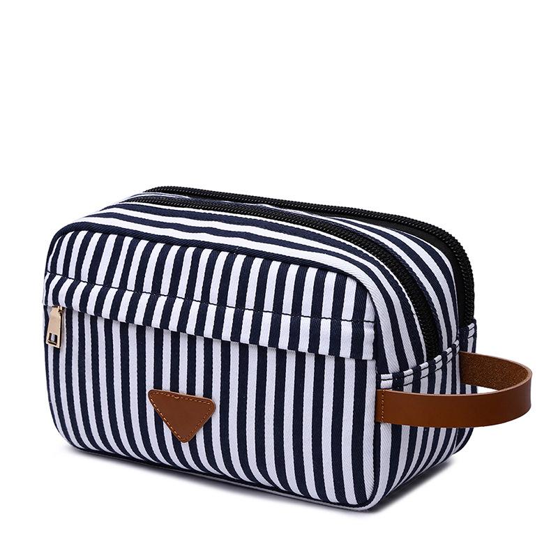

Canvas Stripes Storage Wash Bag For Men Make-Up Portable Travel Cosmetic Case Female Casual Organizer Fashion Toiletry Purse Bags & Cases