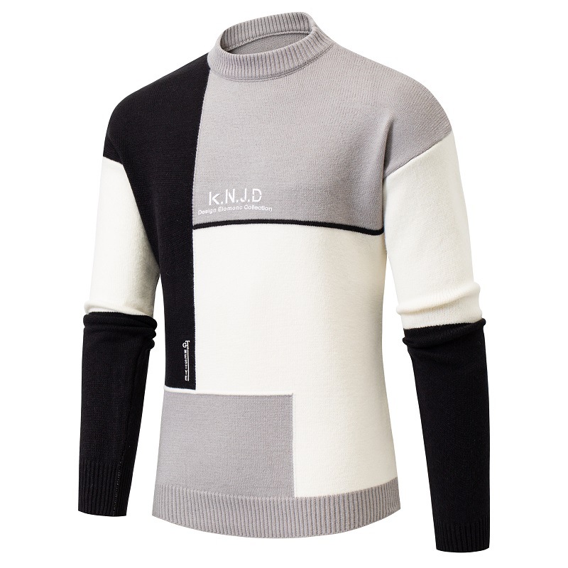 

Men's Pullover Sweater Knitted Color Block Stylish Long Sleeve Sweater Cardigans Crew Neck Fall Spring Black Gray Green, White;black
