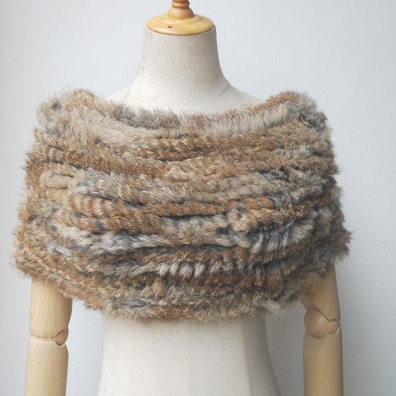 

Scarves Women Winter Real Fur Shoulder Warmer Shawl Warm Fashion Knitted Genuine Female 2021 Arrival Scarf