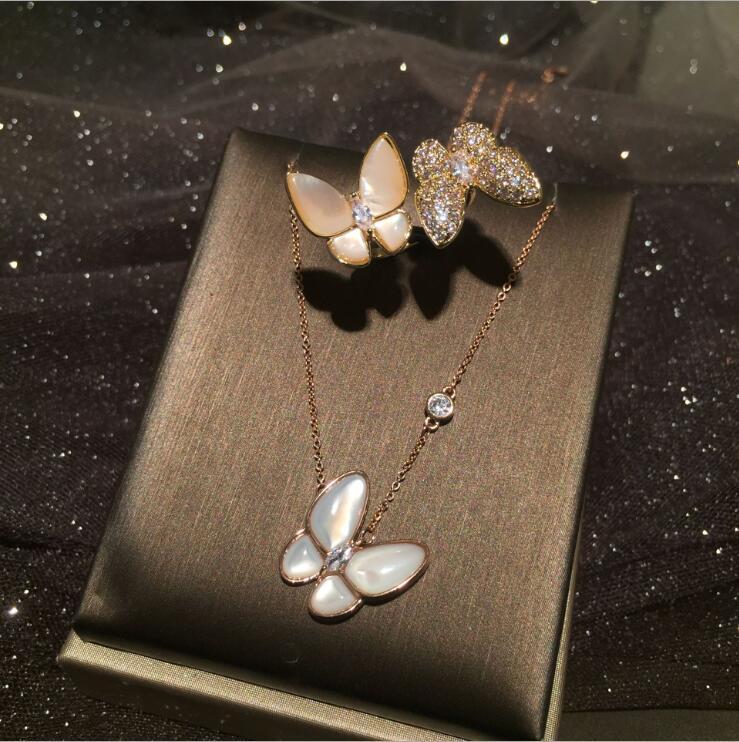 

Earrings & Necklace Women Shell Butterfly Ring Stereo Opening Adjustable Bracelet Set, Silver