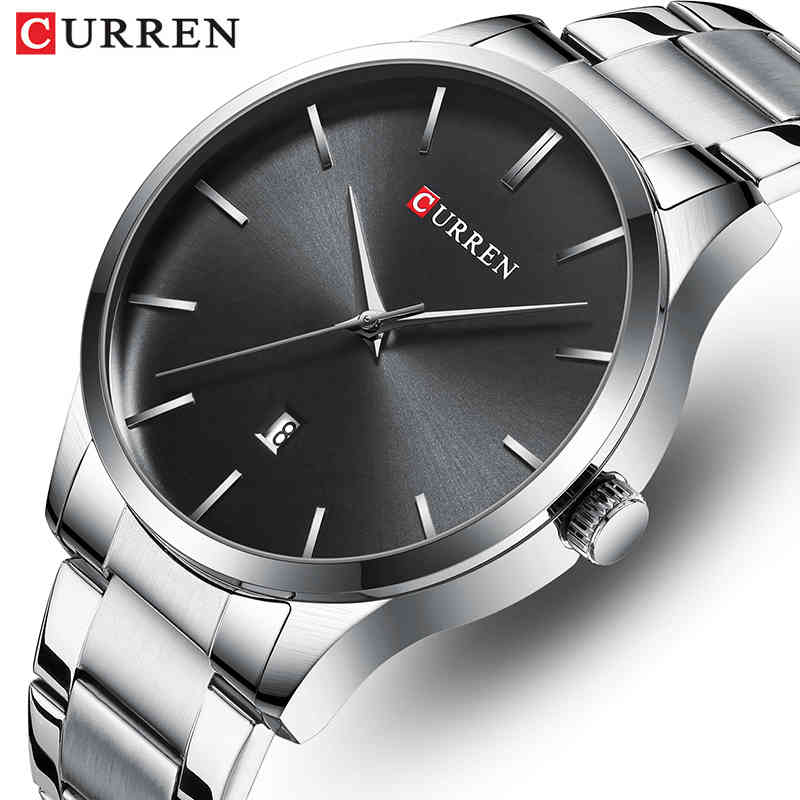 

Top Luxury Brand CURREN Men Business Watches Date Waterproof Quartz Analog Wristwatch Full Steel Male Clock Relogio Masculino 210517, Silver blue