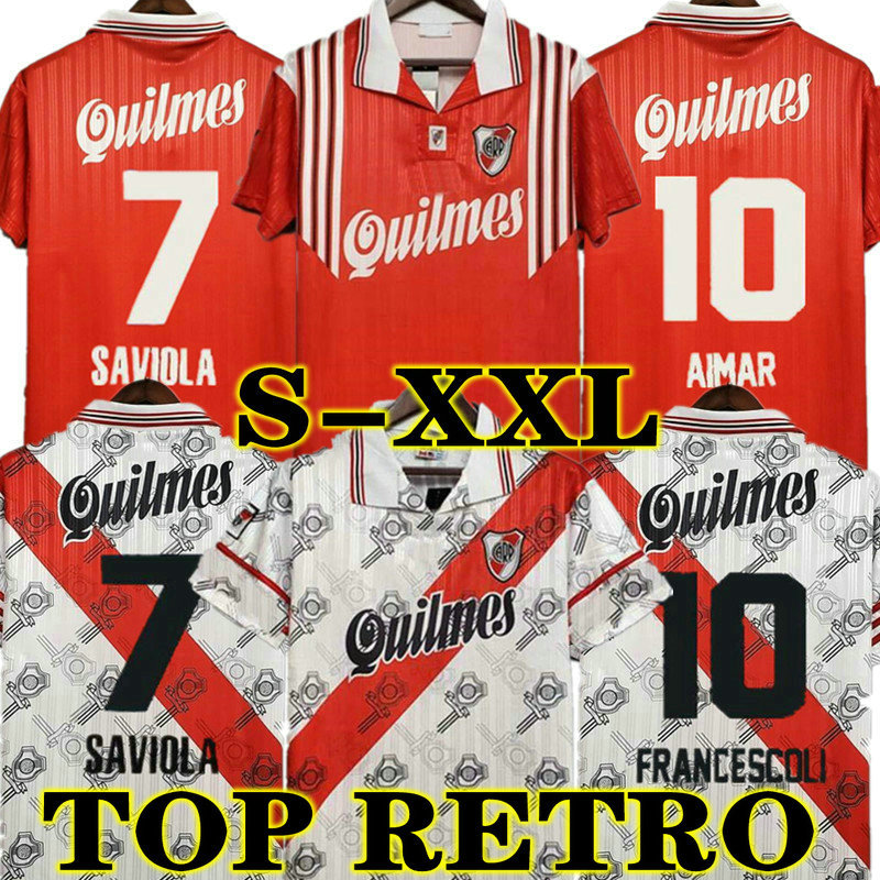 

River FRANCESCOLI Plate 1995 1996 Retro Soccer Jerseys 95 96 CANIGGIA SALAS CRESPO D.TREZEGUET Vintage Football Camiseta Classic Shirts, Black