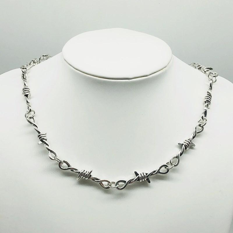 

Chains Small Wire Brambles Iron Unisex Choker Necklace Women Hip-hop Gothic Punk Style Barbed Little Thorns Chain Gifts, Silver