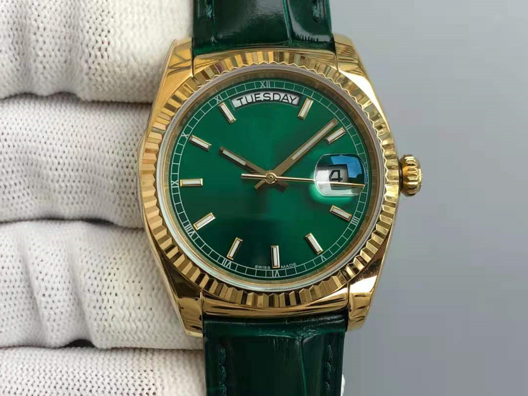 

Automatic mechanical watch with green rubber strap, Blue