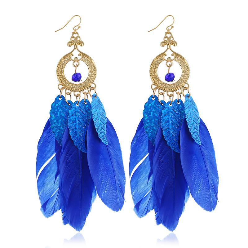 

Dangle & Chandelier 5 Color Bohemian Glitter Big Drop Earring Colorful Multilayerd Fabric Tassels Feather Earrings For Women Gift Jewelry