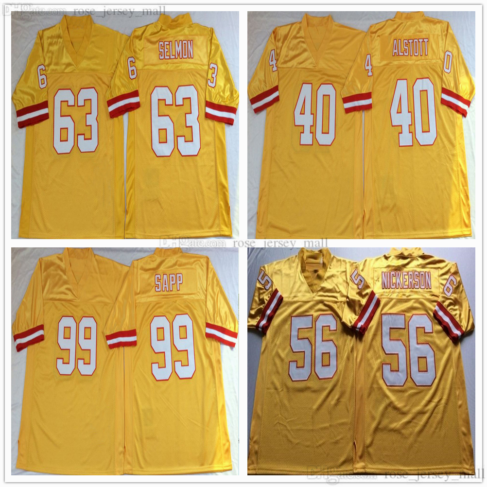 

NCAA 75th Vintage Football 99 Warren Sapp Jerseys Stitched 56 Hardy Nickerson 63 Lee Roy Selmon 40 Mike Alstott Jersey College Mitchell & Ness Yellow, Other jerseys. send pictures on order