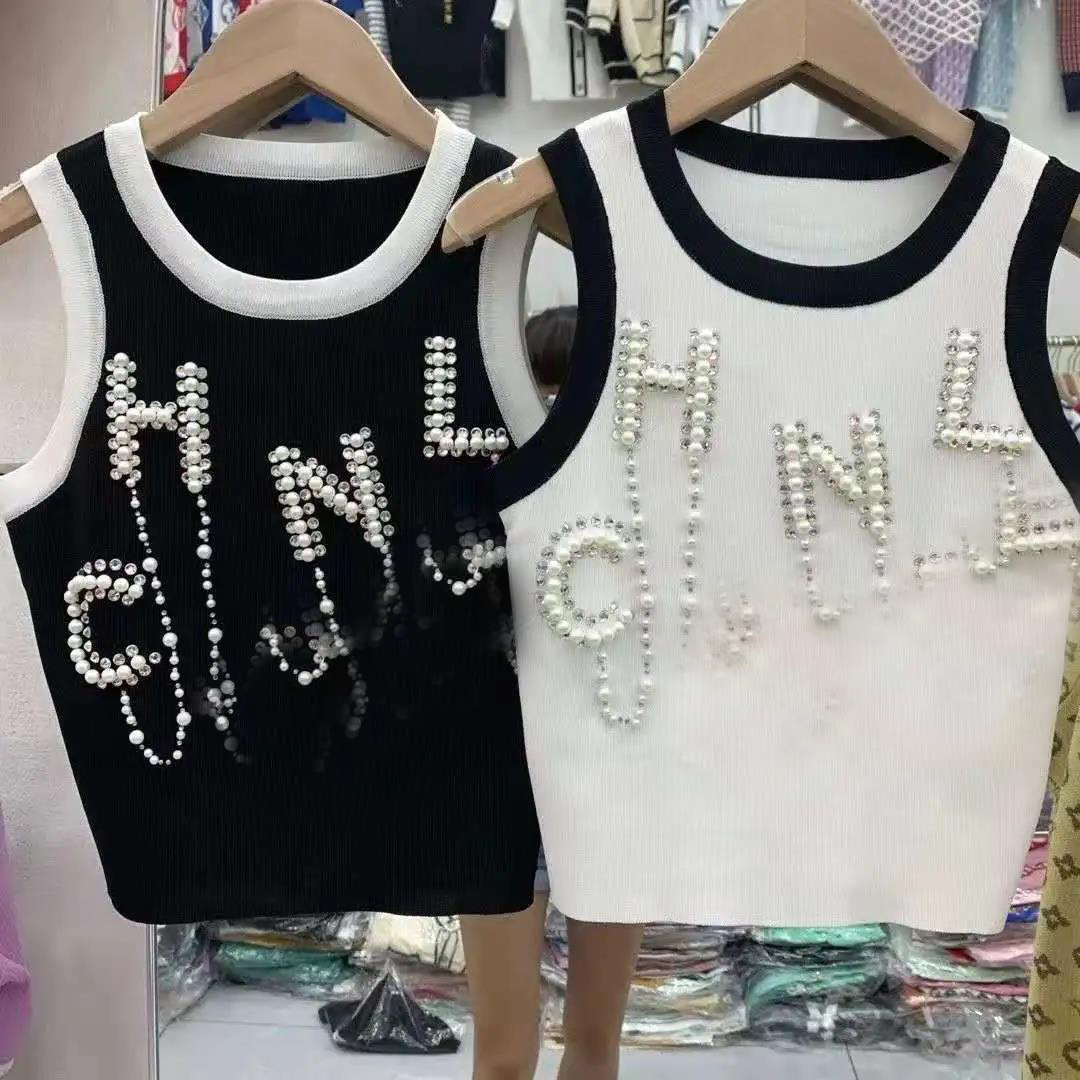 

ZHEN summer cotton beaded vest, Black