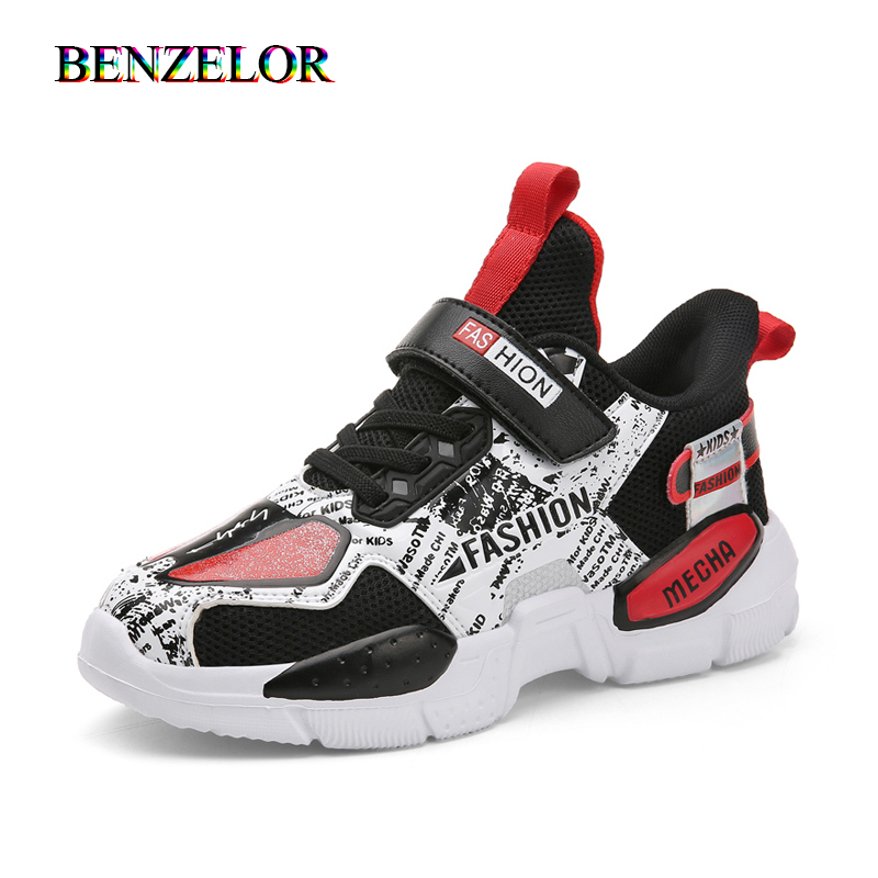 

BENZELOR Casual Sneaker kids shoes for girls Children Boys Summer Light Breathable Mesh Running teens Sports Shoe Footwear, White red
