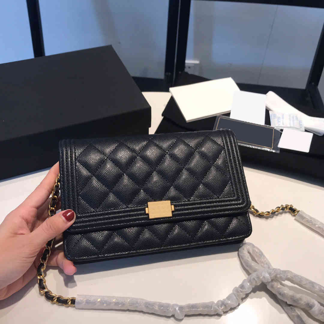 

2021 new high end customized luxury women's purse small square bag caviar WOC Leather Messenger Bag7PGX
