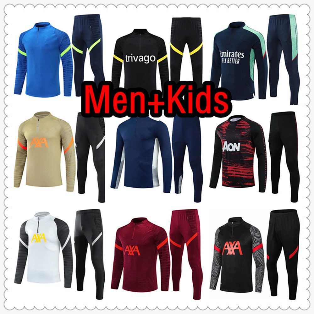 

mens and kids kit soccer tracksuit jersey 2122 football jerseys training pants jacket chandal futbol survetement foot maillot de retro player version