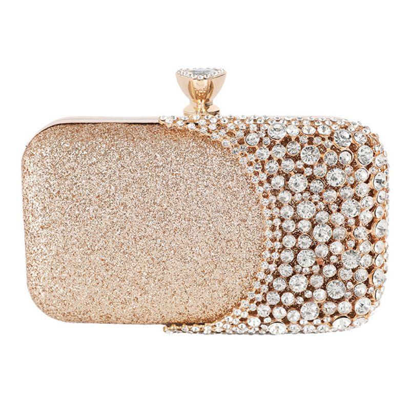 

Women Glitter Evening Clutch Bag Ladies Wedding Party Handbag Prom Chain Purse Bags, Black