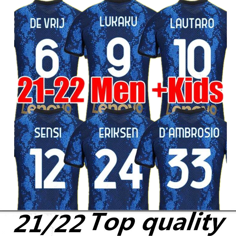 

INTER soccer jersey LUKAKU MILAN VIDAL BARELLA LAUTARO ERIKSEN ALEXIS 21 22 football shirt 2021 2022 uniforms men + kids kit 4th fourth, Black;yellow