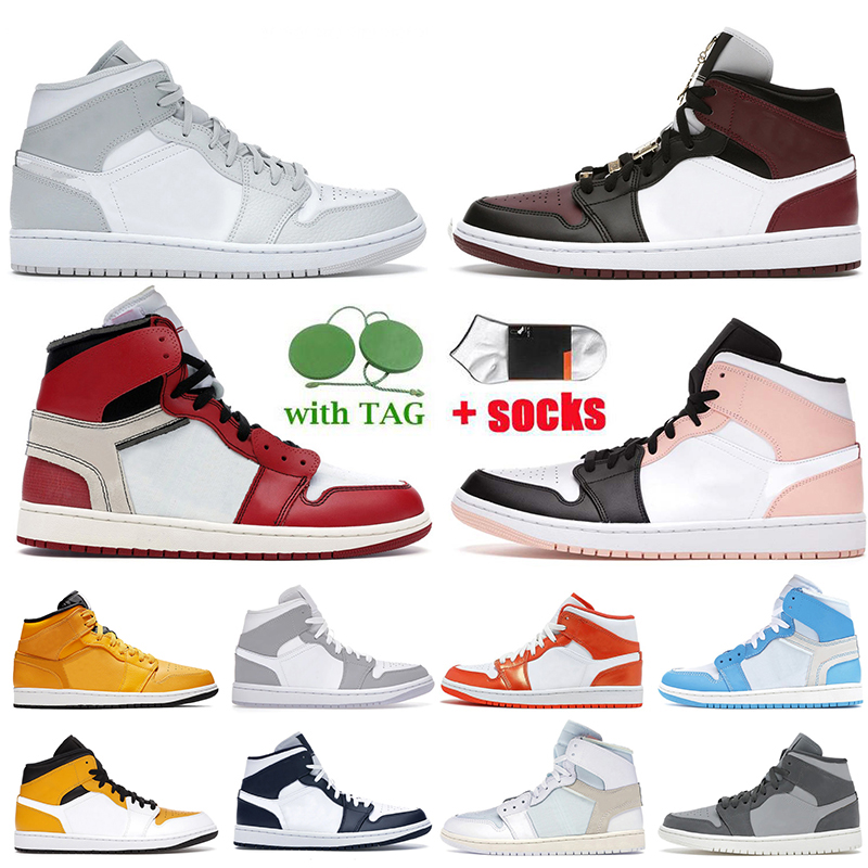 

Top Quality 1s Mens Basketball Shoes Jumpman 1 Mid Grey Onyx High OG Hyper Royal Sneakers Crimson Tint Toe Metallic Orange University Blue Rust Pink Trainers, A13 heat-reactive 36-46