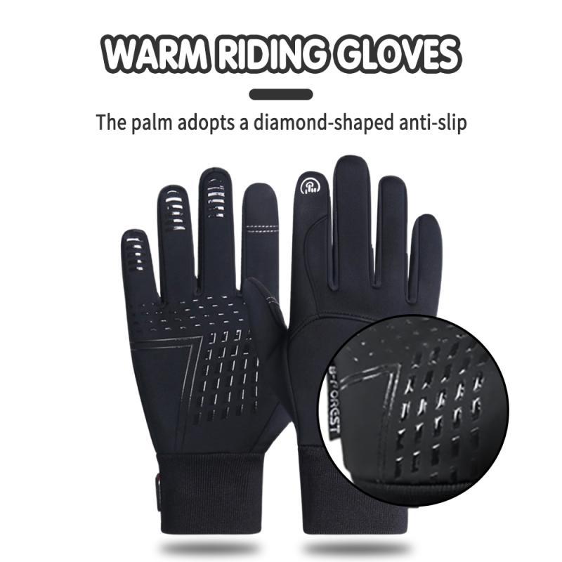 

Sports Gloves Winter Cycling Knitted Men Women Touch Screen Full Finger Thermal Outdoor Hiking Camping Warm, Black