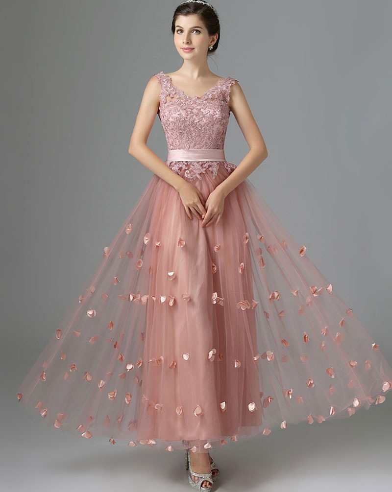 Robes de bal longue grande remise de haute qualité U dos ouvert impression en mousseline de soie dentelle robes de soirée couleur pêche robe de d