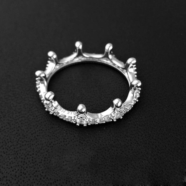 

Fashion 925 Sterling Silver Crystal Zircon Gemstone Crown Rings Original box for Pandora Jewelry Engagement wedding Lovers couple Ring