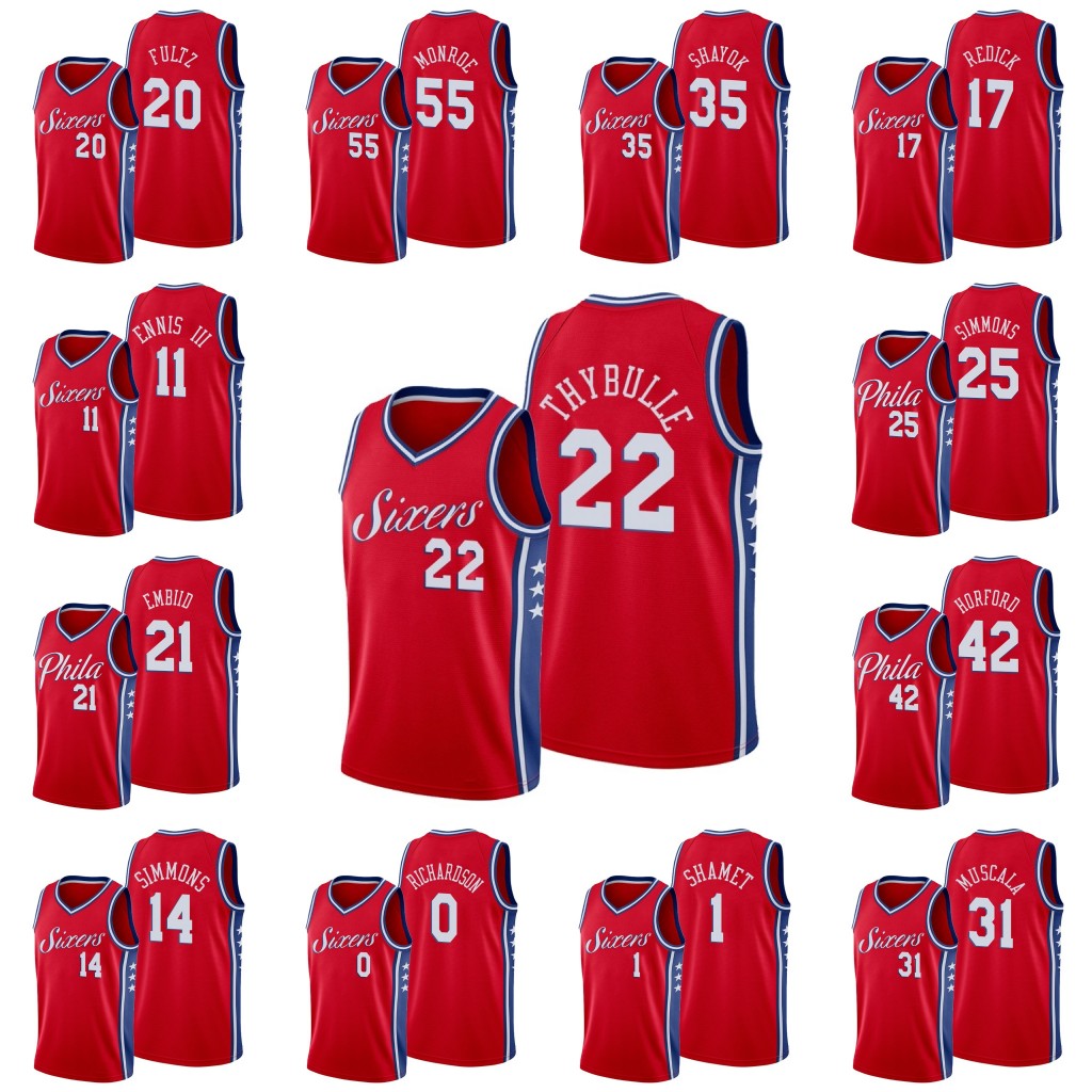 

Philadelphia 76ers Men Greg Monroe James Ennis III J.J. Redick Jonathon Simmons Joel Embiid Matisse Thybulle Jersey, Black