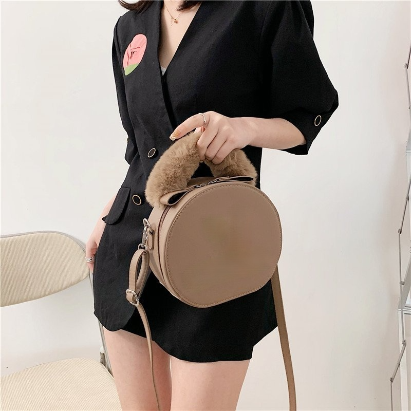 

Fashion Small Round Bag Korean Version of Foreign Style Evening Bags Ladies Handbag Shoulder, Brown