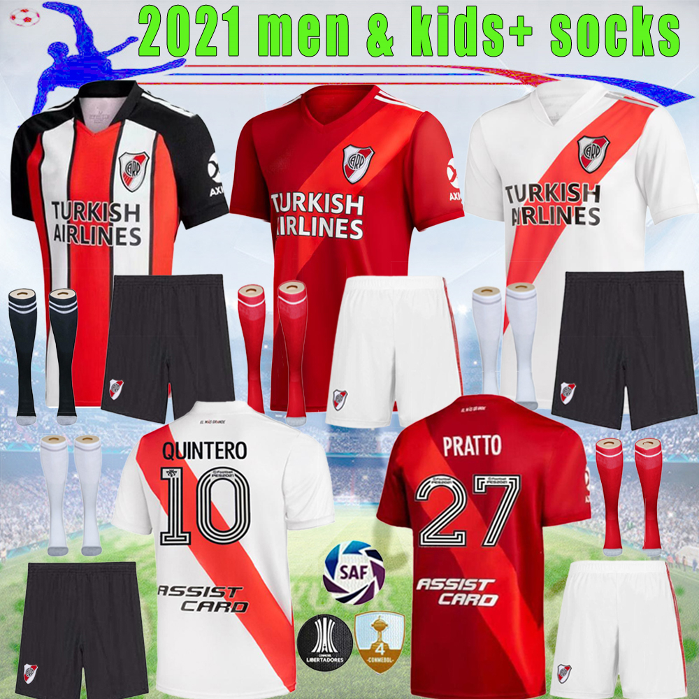 

2021 2022 River Plate man kids soccer jerseys DE LA CRUZ QUINTERO 21 22 BORRE FERNANDEZ PRATTO football Suit, 2021 3rd