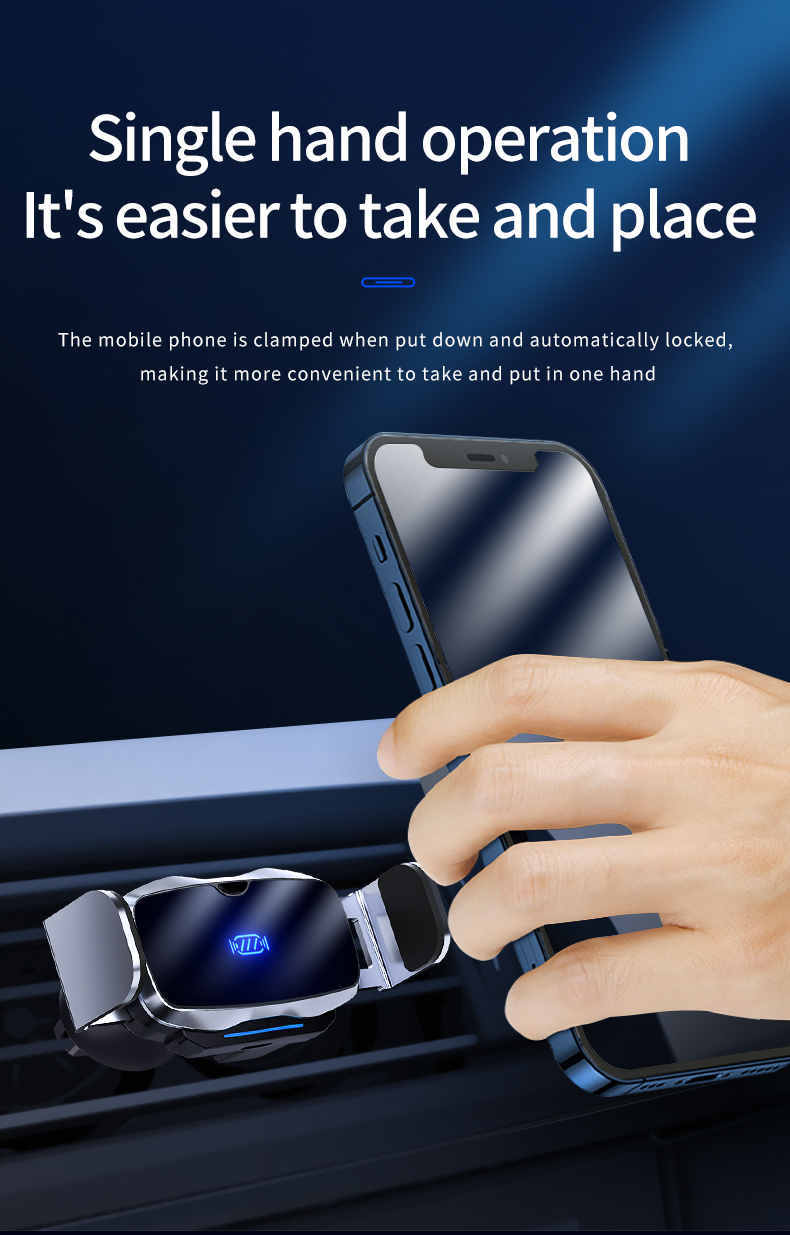 

D7 Automatic Car Phone Holder Mini Smart Electric Locking Air Vent Clip Mobilephone Mount Bracket Stand Auto Induction