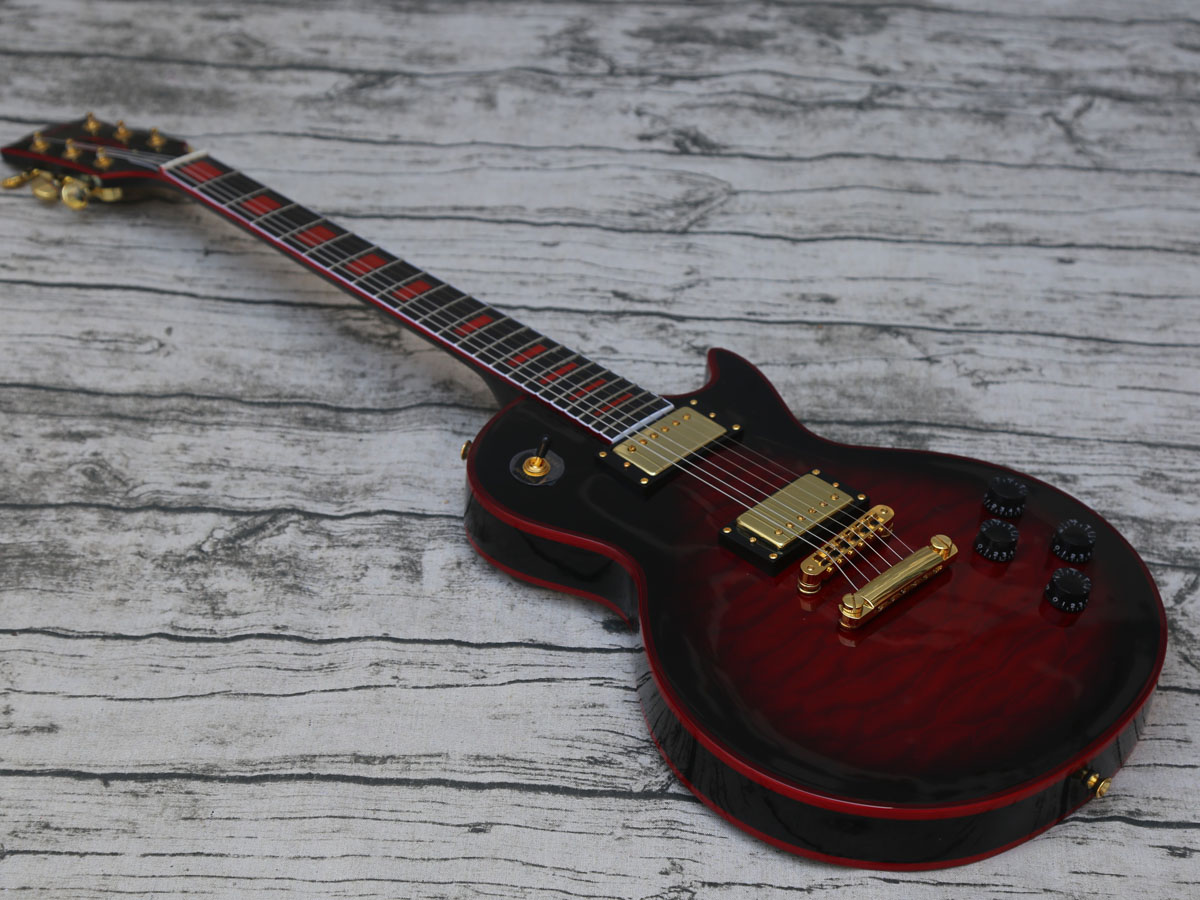 

Custom Red Window Quality Electric Guitar, Bone Nut, Small Pin Bridge