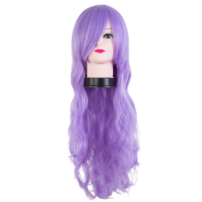Costume Accessories Lilac Wig Fei-Show Synthetic Fiber Long Curly Halloween Hair Carnival Costume Ball Cosplay Peruca Masker Masquerade Hair-image-751016543