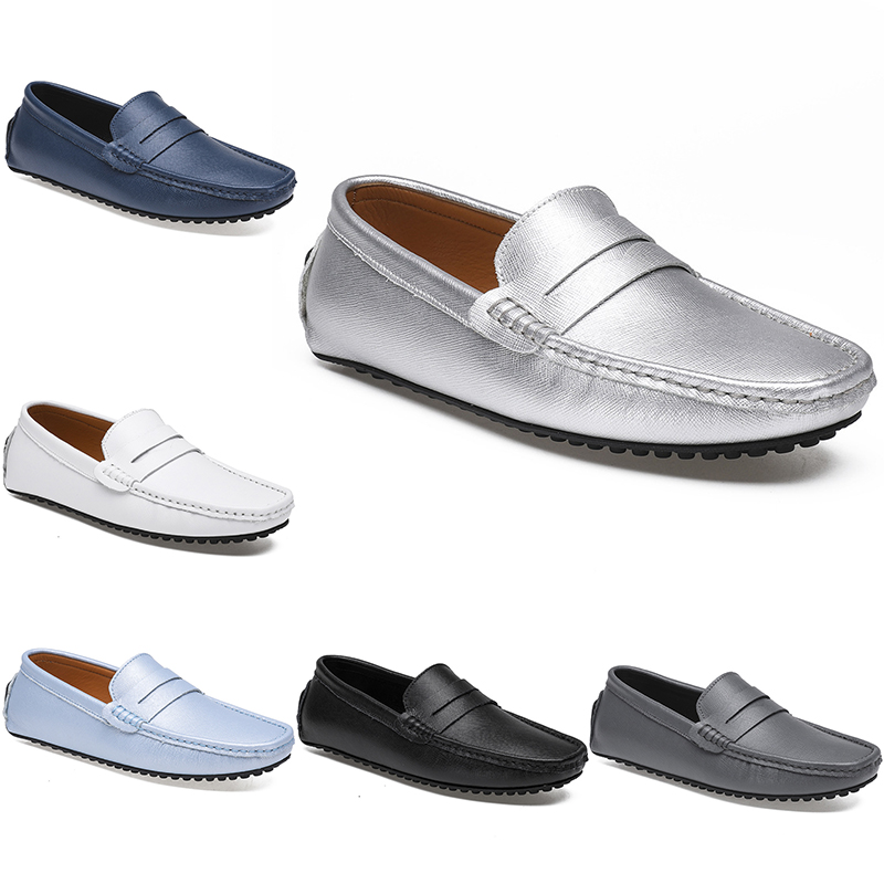 

2021 leather doudou men's casual driving shoes soft sole fashion black navy white blue silver yellow grey footwear all-match lazy cross-border 38-46 sixty eight