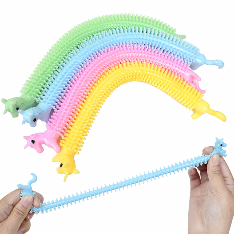 

TPR Stress Relief Toy Unicorn Monkey Worm Stretch String Fidget Funny Pull Vent Toys Noodles Anti Soft Glue Elastic Rope Neon Autism Noodle Gift for Kids Child