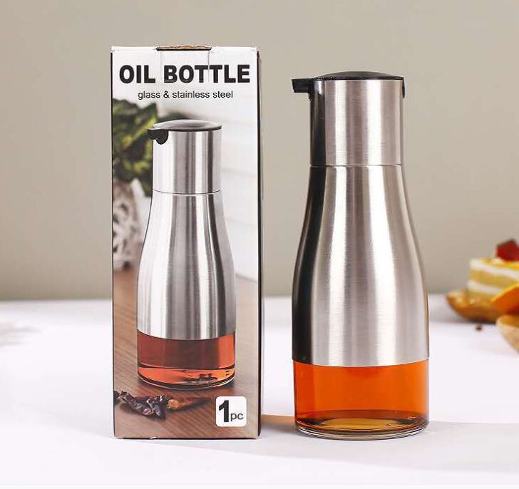 

Functional Olive Oil Bottle Soy Sauce Cooking Utensils Vinegar Seasoning Storage Can Glass Bottom 304 Stainless Steel Body Kitchen Tools