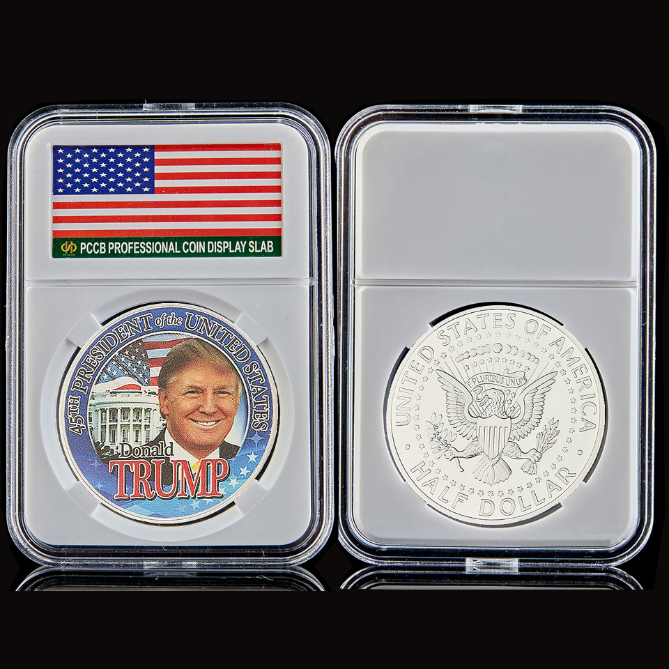 Donald Trump Craft 45th America President Craft Silver Plated 1oz Collectible Coin With Pccb Box-image-720216759