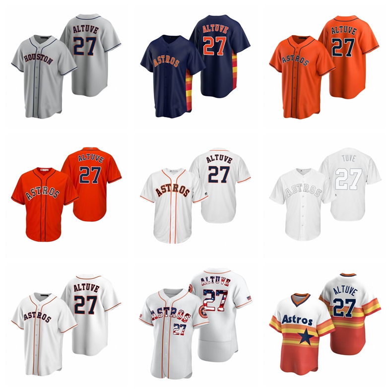 

Houston Astros Jose Altuve MEN Orange 2019 Postseason Cool Base Jersey, Black