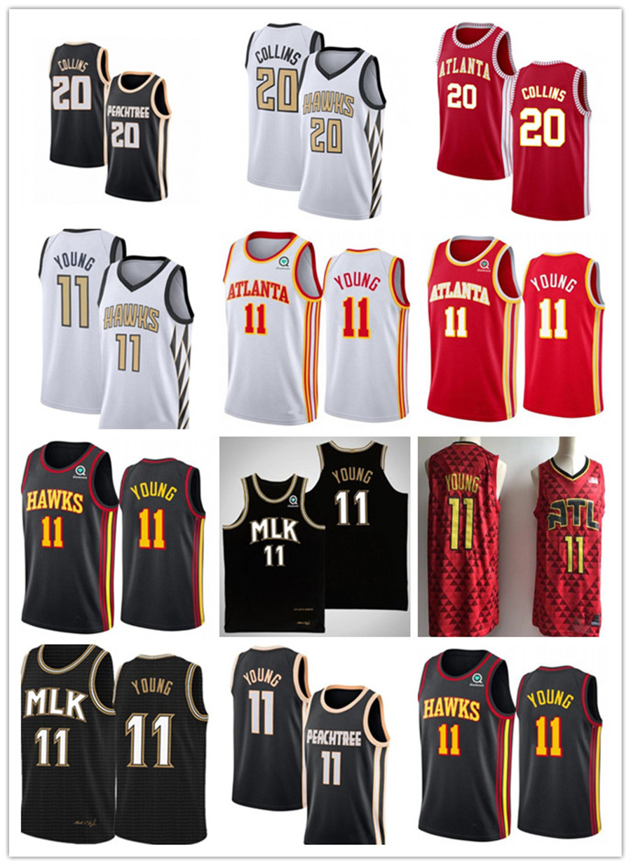 

2021 men women youth John 20 Collins Trae 11 Young basketball jerseys red Blue Black city Retro Authentic Hawk wear, Black;red